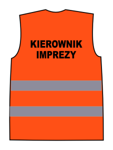 Kamizelka ostrzegawcza z nadrukiem KIEROWNIK IMPREZY pomarańczowa