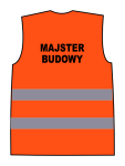 Kamizelka ostrzegawcza z nadrukiem MAJSTER BUDOWY pomarańczowa