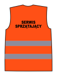 Kamizelka ostrzegawcza z nadrukiem SERWIS SPRZĄTAJĄCY pomarańczowa