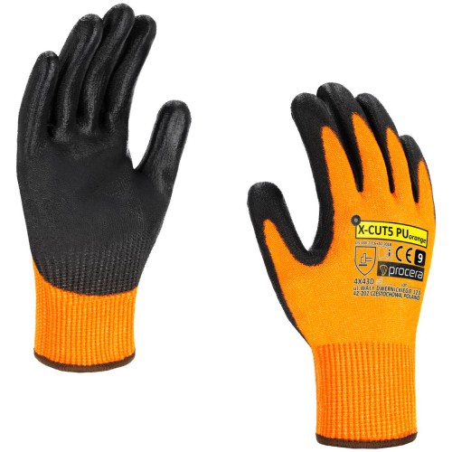 Procera Rękawice ochronne antyprzecięciowe X-CUT5 PU ORANGE Mistral BHP.jpg