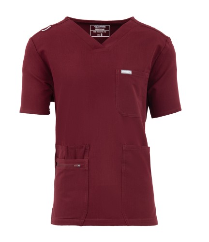 Polstar MT03 Męska bluza medyczna V-Neck Pocket Genius ScrubTop MMT003 burgund Mistral BHP 1.jpg