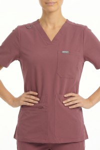 MT01 Damska bluza medyczna MYNTS V-Neck Pocket Genius Scrub Top Women WMT001 Terra Rose Polstar