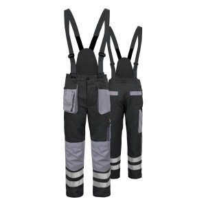 Spodnie robocze do pasa szelki PROMAN DUAL COTTON 250 szare