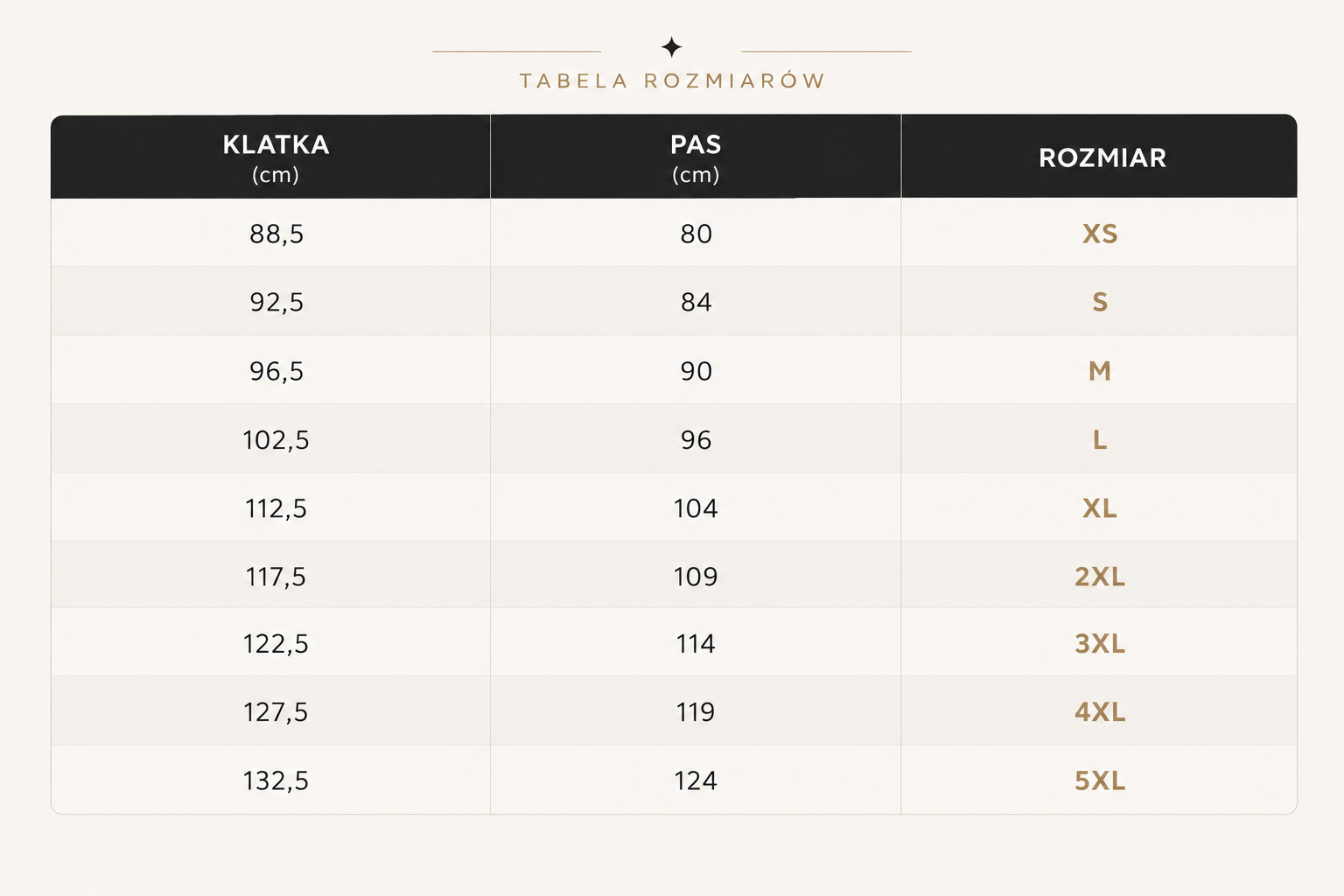 tabela rozmiarów bluza damska MYNTS